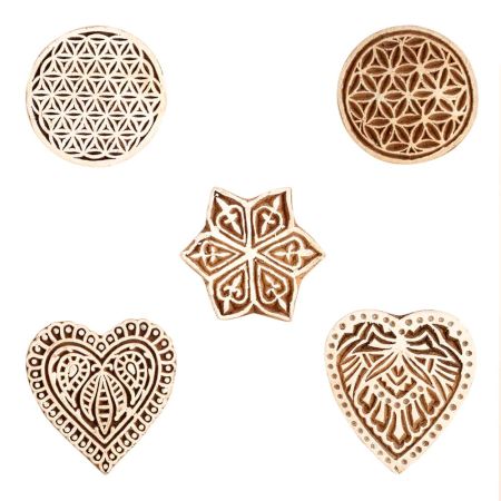 Set of 5 Piece New Mix Wooden Printing Block